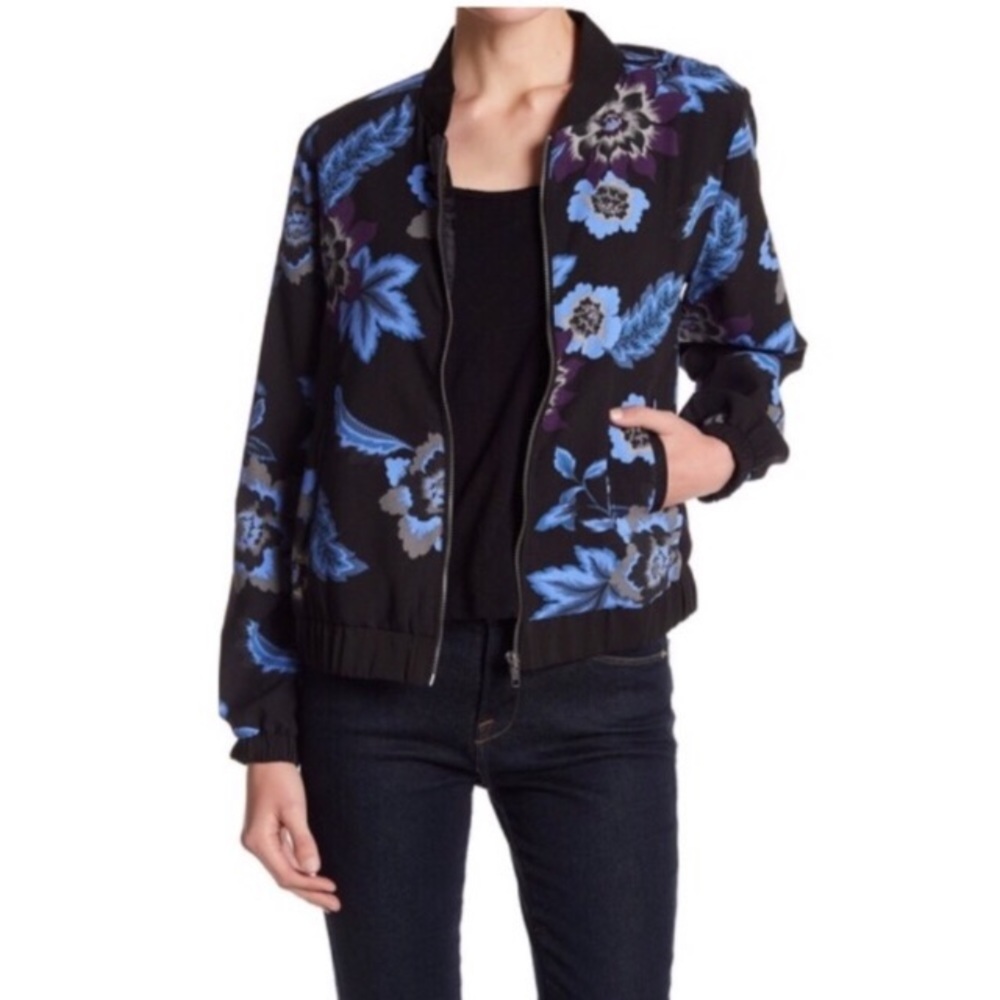 Joe fresh blue floral bomber